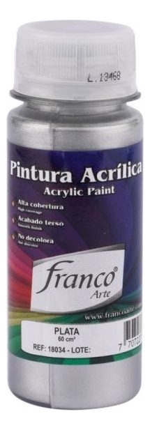 Pintura Acrilica Metalizada Plata De 60ml Franco