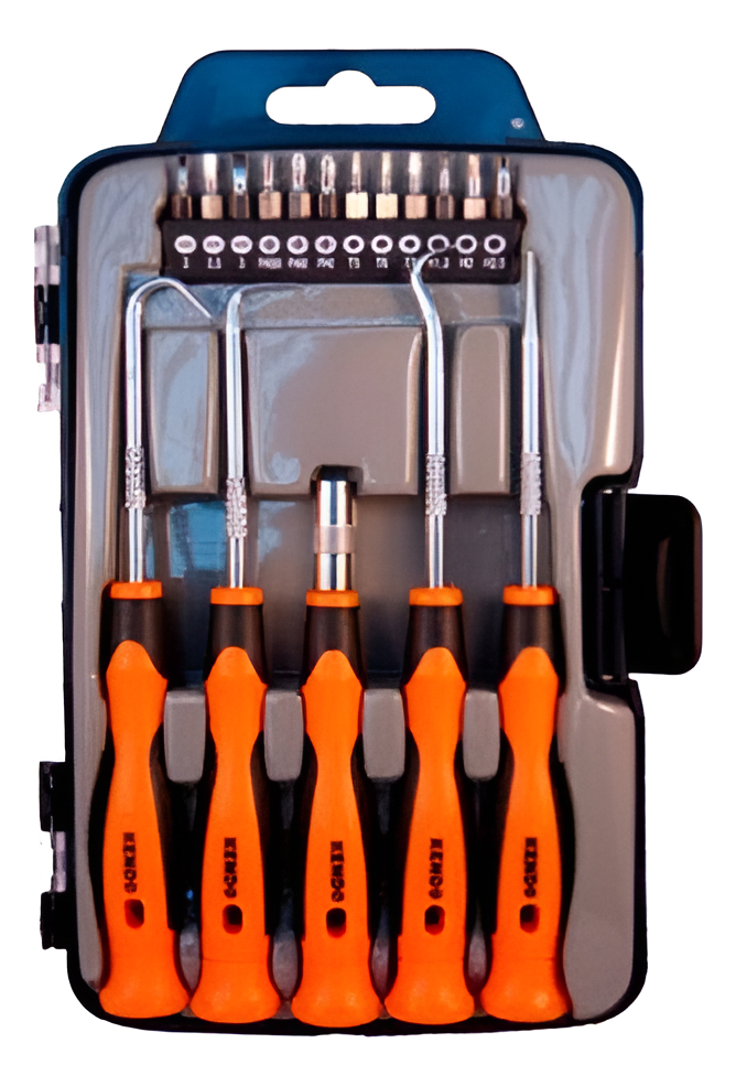 Juego De 17 Destornilladores De Precision Con Ganzua Y Mango